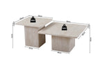 NOLYA - Lot de 2 Table basses Effet Travertin Beige - 52x60 cm et 80x80 cm ROUSSEAU