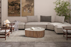 ORYS - Table basse en Bois de manguier avec plateau en Travertin Beige - 100 cm ROUSSEAU