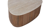ORYS - Table basse en Bois de manguier avec plateau en Travertin Beige - 100 cm ROUSSEAU