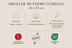 Oreiller mi-ferme CUMULUS – 30 % duvet, 70 % plumettes TIKAYLA
