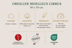 Oreiller moelleux CIRRUS – 90 % duvet de canard français TIKAYLA