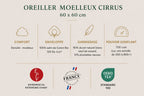 Oreiller moelleux CIRRUS – 90 % duvet de canard français TIKAYLA