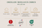 Oreiller moelleux CIRRUS – 90 % duvet de canard français TIKAYLA