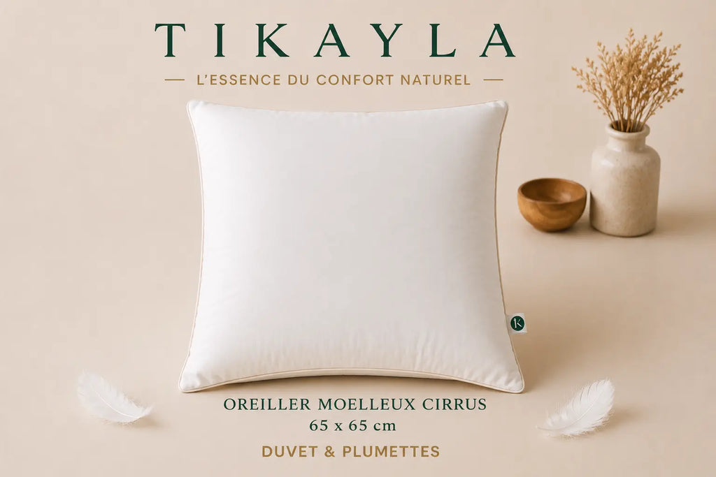 Oreiller moelleux CIRRUS – 90 % duvet de canard français TIKAYLA