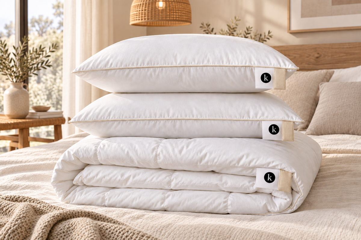 Pack Nuit pour lit 180 – 1 couette 280x240 et 2 oreillers 65x65 en duvet TIKAYLA
