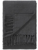 Plaid en coton fait main AMALIA gris foncé - 125 x 150 cm - BENUTA