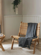 Plaid en coton fait main AMALIA gris foncé - 125 x 150 cm - BENUTA