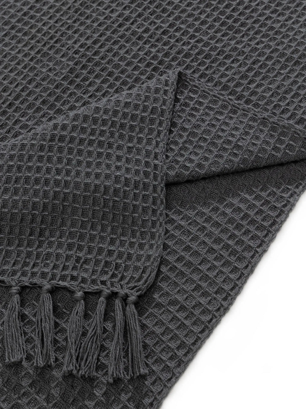 Plaid en Coton fait main Amelia Gris Foncé BENUTA