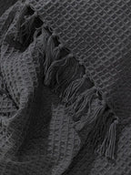 Plaid en coton fait main AMALIA gris foncé - 125 x 150 cm - BENUTA