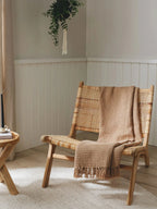 Plaid en coton fait main AMALIA marron clair - 125 x 150 cm - BENUTA