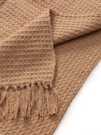 Plaid en coton fait main AMALIA marron clair - 125 x 150 cm - BENUTA