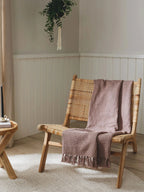 Plaid en coton fait main AMALIA rose - 125 x 150 cm - BENUTA