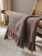 Plaid en coton fait main AMALIA rose - 125 x 150 cm - BENUTA