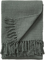 Plaid en coton fait main AMALIA vert - 125 x 150 cm - BENUTA