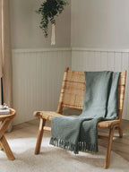 Plaid en coton fait main AMALIA vert - 125 x 150 cm - BENUTA