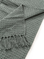 Plaid en coton fait main AMALIA vert - 125 x 150 cm - BENUTA