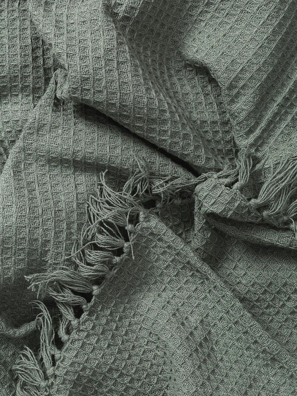 Plaid en Coton fait main Amelia Vert BENUTA
