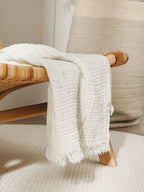 Plaid en coton lavable JONA crème - 140 x 200 cm - BENUTA