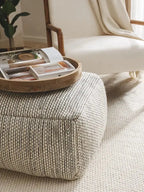 Pouf en laine fait main ROCCO beige et noir - BENUTA