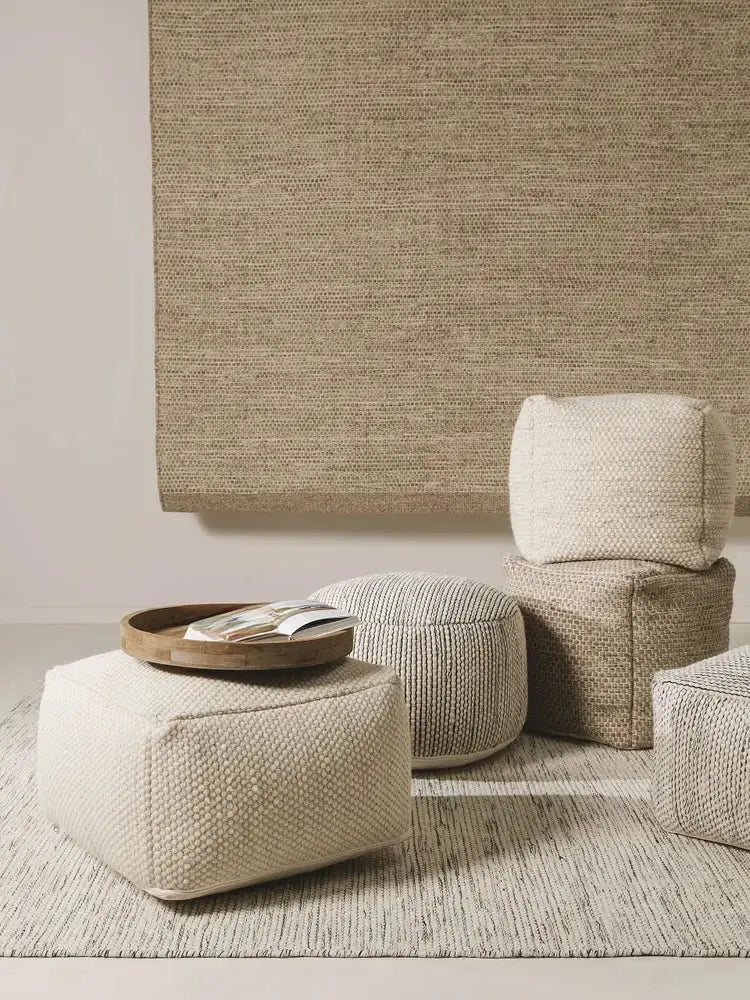 Pouf en Laine fait main ROCCA Blanc BENUTA