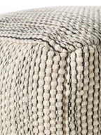 Pouf en laine fait main ROCCO beige et noir - BENUTA