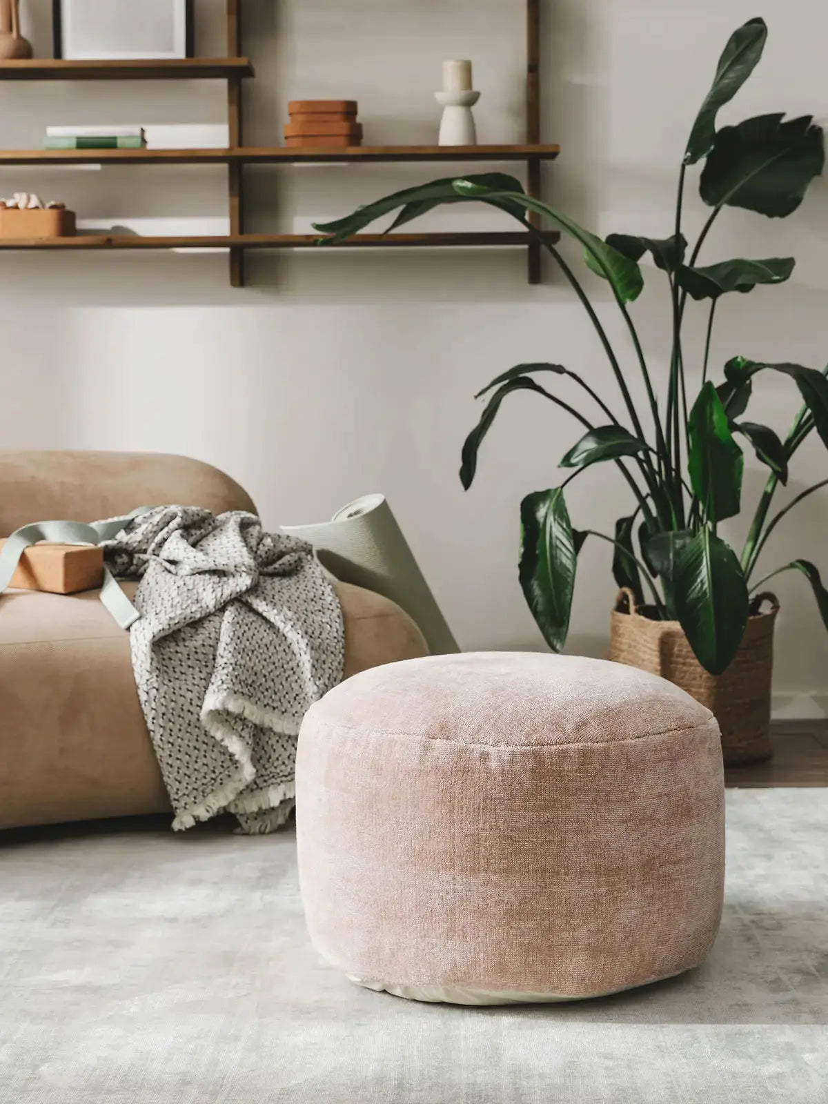 Pouf en tissu 100% Viscose fait main NOVA Rose BENUTA