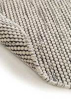 Tapis rond en laine fait main ROCCO beige et noir - BENUTA