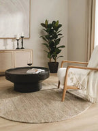 Tapis rond en laine fait main ROCCO taupe - BENUTA