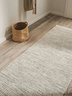 Tapis de couloir en laine fait main ROCCO beige et noir - BENUTA