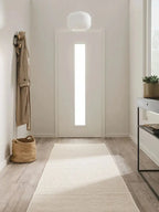 Tapis de couloir en laine fait main ROCCO blanc - BENUTA