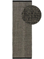 Tapis de couloir en laine fait main ROCCO noir et blanc - BENUTA