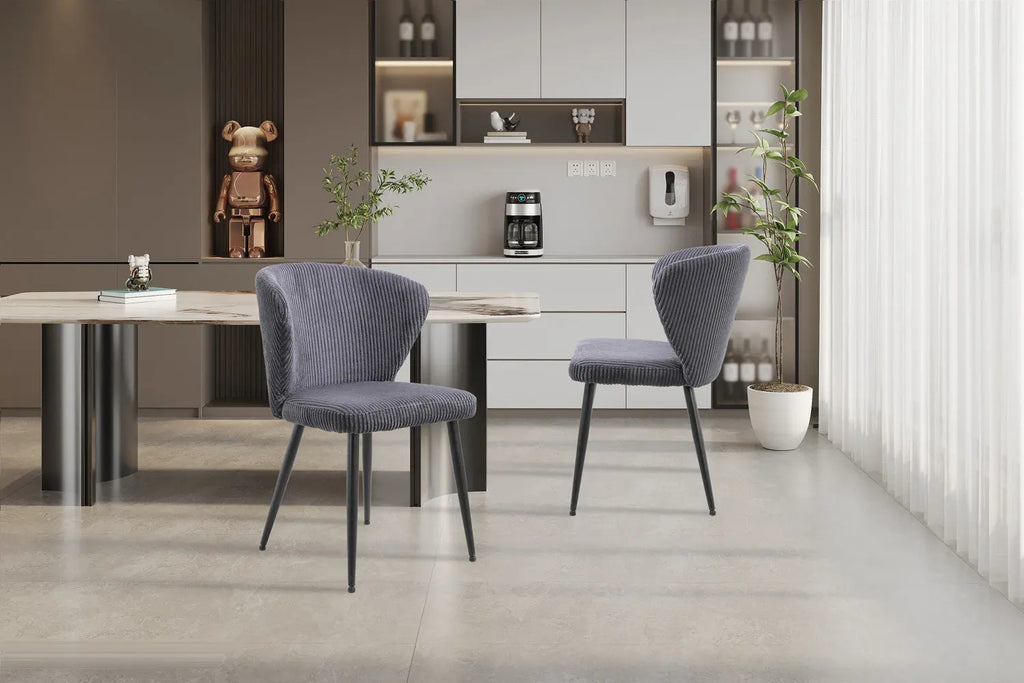 Chaise de salle à manger TONYO Gris velours côtelé – 54 x 55 cm | TIKAYLA