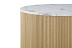Table Basse Gigogne Ronde en Effet Marbre Beige ROWANE - H : 42/37cm TIKOYA