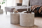 Table basse gigogne cylindrique en effet marbre beige PRAGUE - H : 36/40 cm - HOUSE NORDIC
