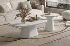 Table Basse Ovale Effet Ciment Ecru TAVINA - 120 cm ROUSSEAU