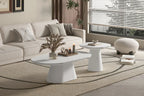 Table Basse Ovale Effet Ciment Ecru TAVINA - 55 cm ROUSSEAU