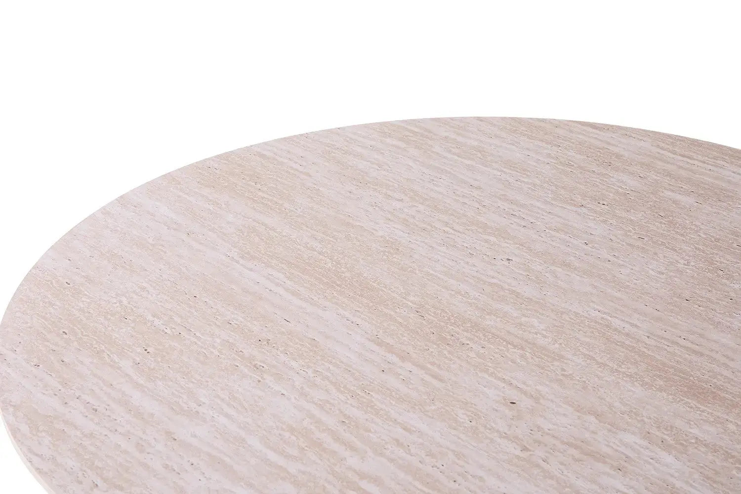 Table basse ovale LYANE effet travertin beige - 120 cm - ROUSSEAU chez TIKAYLA