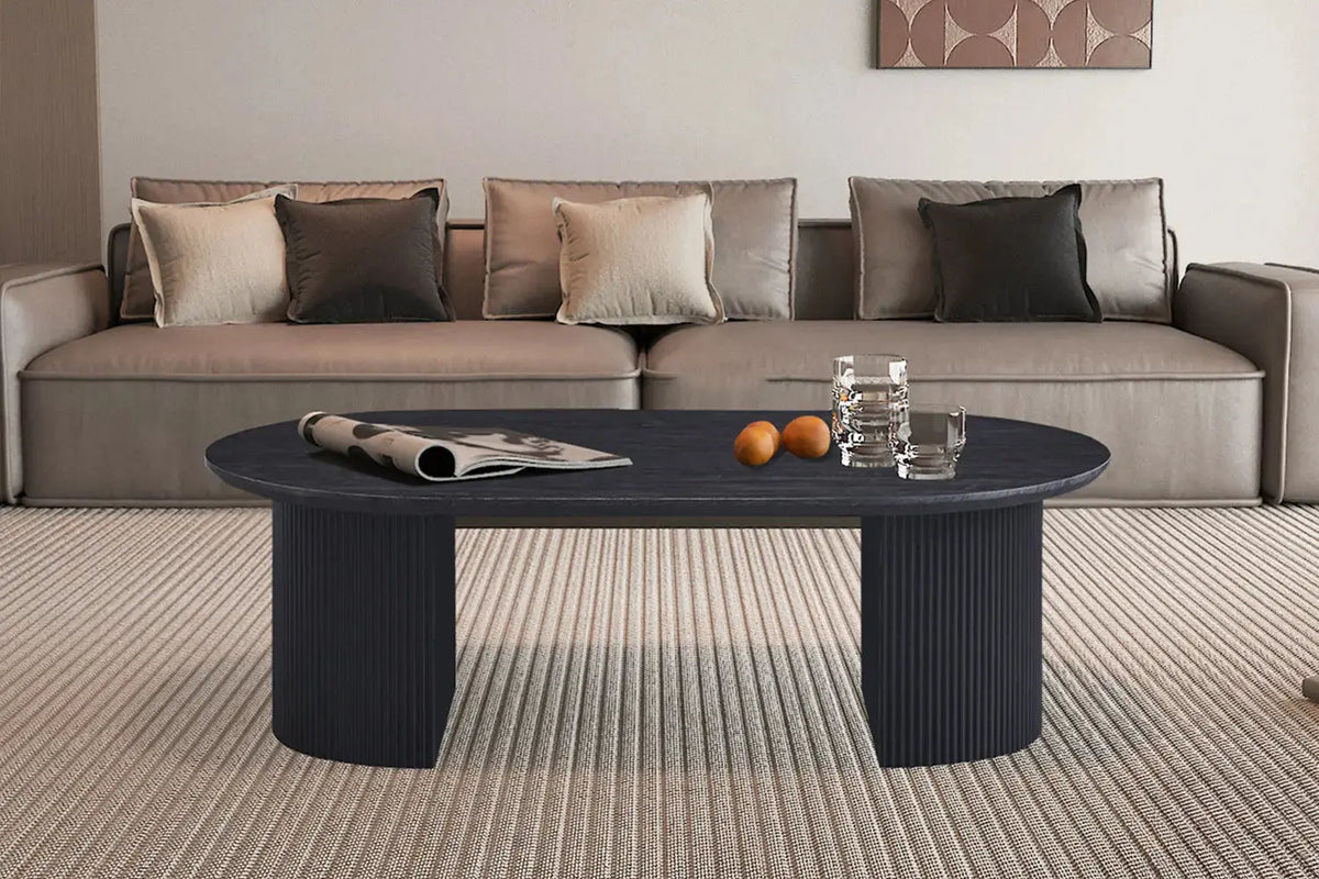 Table basse ovale LYANE effet brun foncé - 120 cm - ROUSSEAU chez TIKAYLA