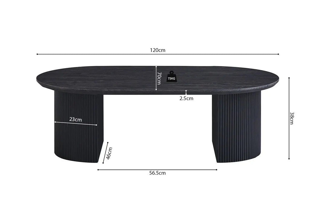 Table basse ovale LYANE effet brun foncé - 120 cm - ROUSSEAU chez TIKAYLA