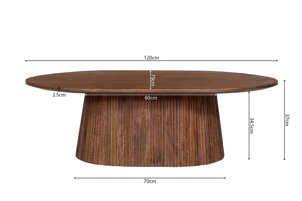 Table Basse Ovale MAYGA en Manguier Brun Foncé - 120 cm ROUSSEAU