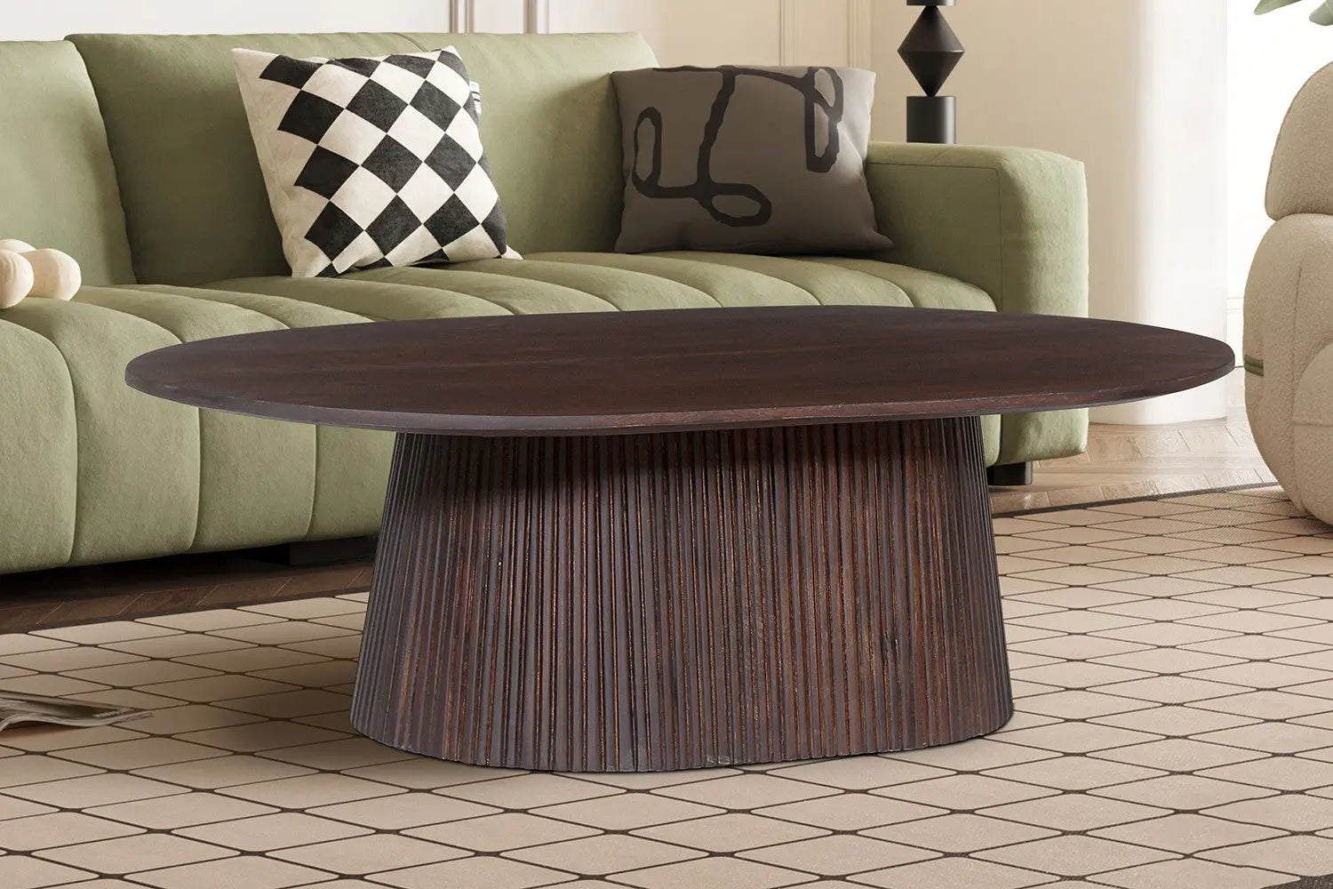 Table basse ovale MAYGA en bois de manguier massif 120 cm - TIKAYLA