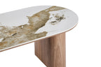 Table basse ovale AVORA en pierre brillante beige - 120 x 60 cm | TIKAYLA