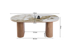 Table basse ovale AVORA en pierre brillante beige - 120 x 60 cm | TIKAYLA