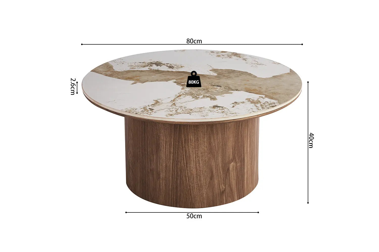Table basse AVORA beige vue laterale hauteur 40 cm