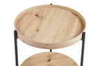 Table Basse Ronde Effet Chêne Vieilli DALYNA avec des pieds en acier noir - 45 cm ROUSSEAU