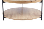 Table Basse Ronde Effet Chêne Vieilli DALYNA avec des pieds en acier noir - 80 cm ROUSSEAU
