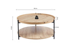Table Basse Ronde Effet Chêne Vieilli DALYNA avec des pieds en acier noir - 80 cm ROUSSEAU