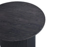 Table basse ronde LYANE effet brun foncé, détail plateau - TIKAYLA