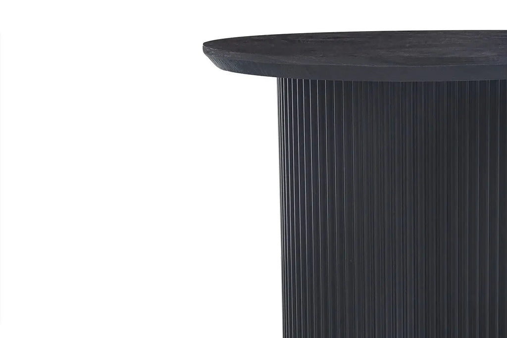 Table basse ronde LYANE effet brun foncé, vue de côté - TIKAYLA