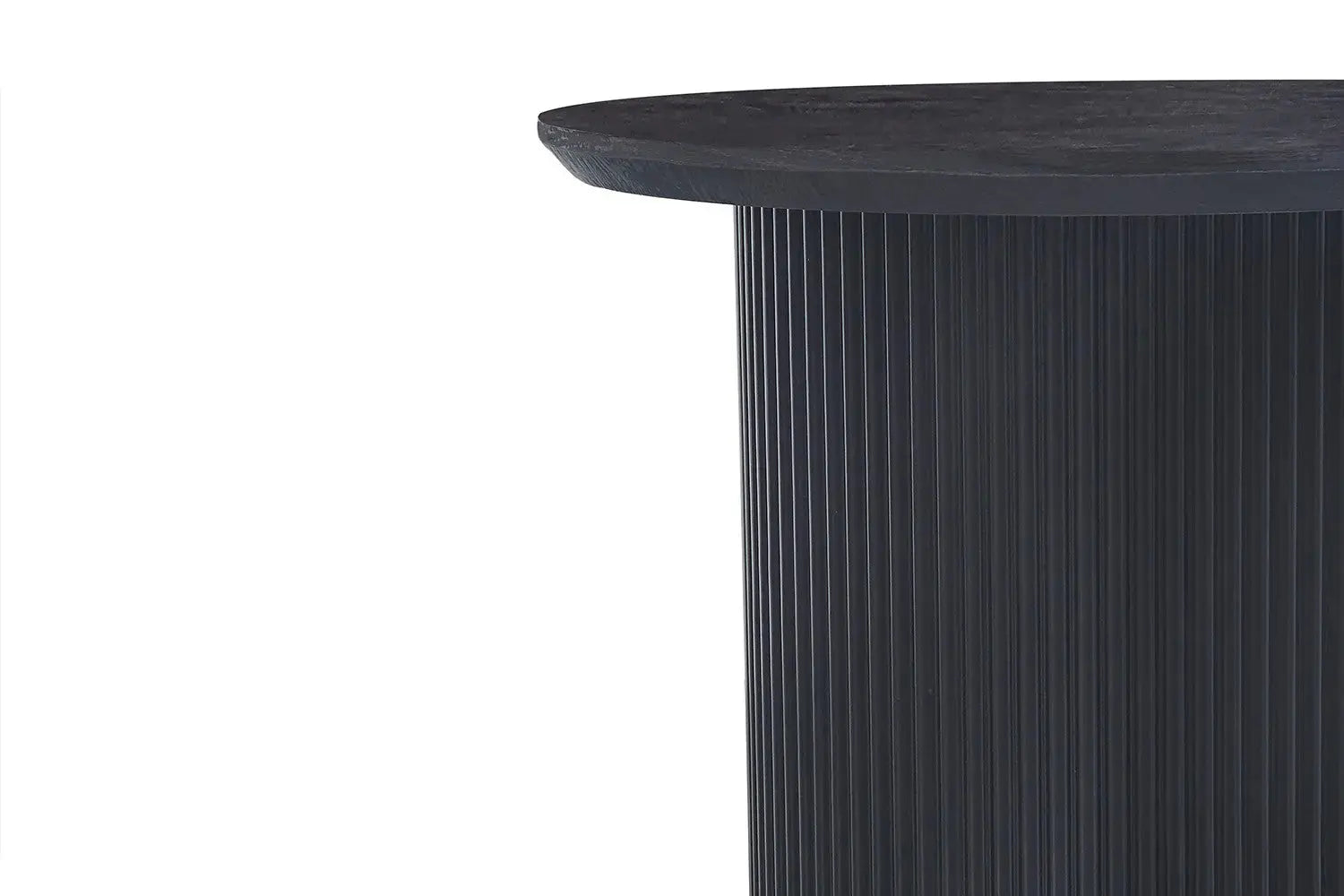 Table basse ronde LYANE effet brun foncé, vue de côté - TIKAYLA